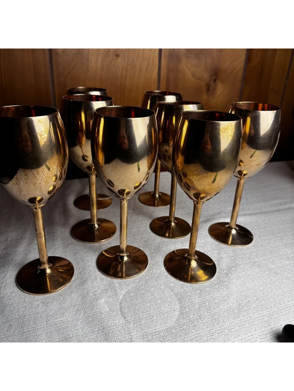 Vintage Solid Brass Wine Goblets Set of 2 7” Stemware Wedding Toasting